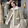 Women's 2024 Winter Warm Sheepskin Suede Fleece Coat with Buckle Details