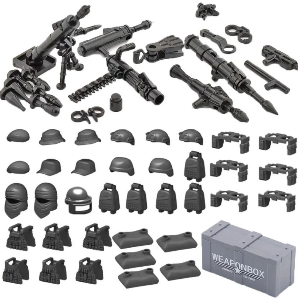 WWII Building Blocks Military Weapons Police Soldier Figure Accessories Model Brick Gun Cannon Launcher Bunker Outpost Toy X017