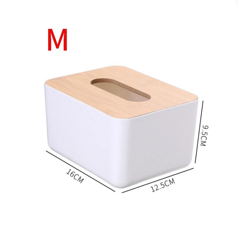 

Пластикова коробка для салфеток Дерев яна кришка Квадратний тримач для серветок Контейнер Диспенсер для мокрого цигаркового паперу Сучасний домашній автомобільний органайзер