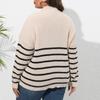 Women's Fashion Large Size Striped Stitching Half-Turtleneck Zipper Heart Knitted Sweater