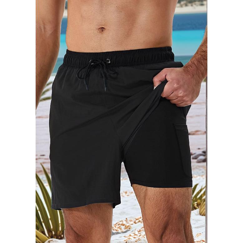 New men s beach swim shorts, outdoor loose casual five-point shorts, quick-dry thin fitness shorts XS