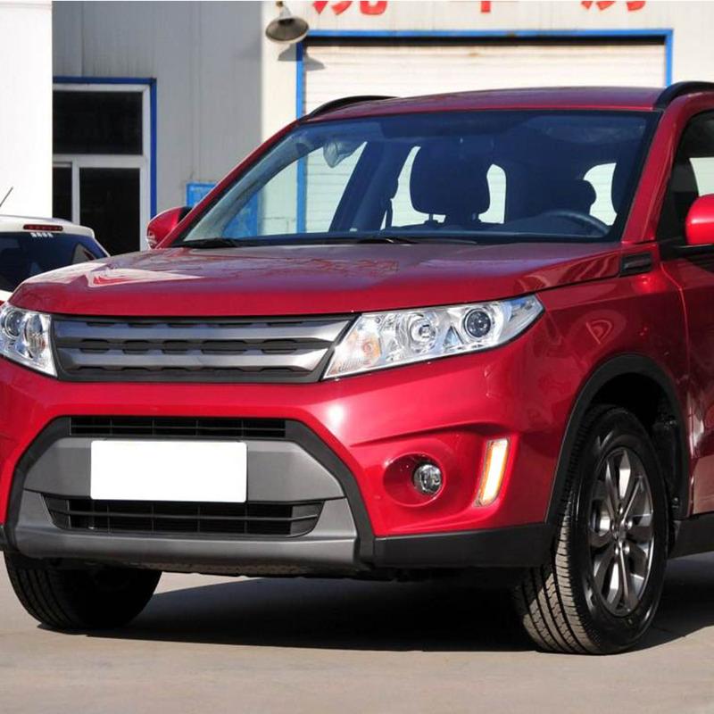 1Set For Suzuki Vitara 2015 2016 2017 2018   Car LED Daytime Running Light DRL Fog Lamp with Yellow Turn Signal