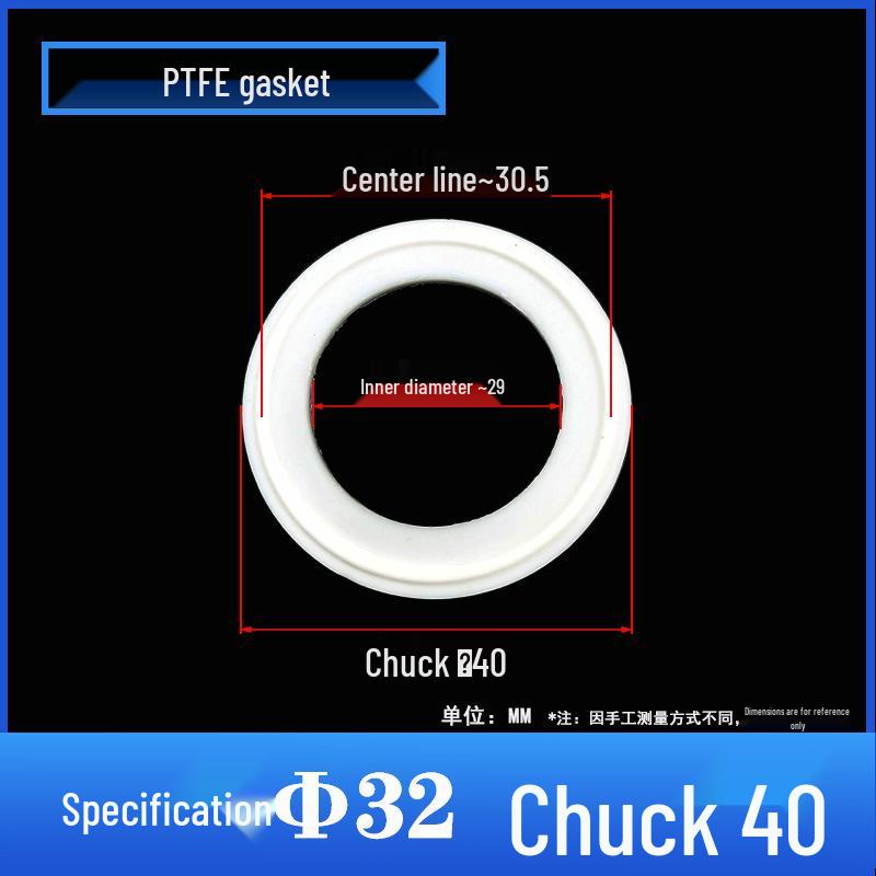 PTFE Quick-Connect Gasket: White, Temp-Resistant, Wear-Resistant, Pressure-Resistant, Stainless Steel Clamp