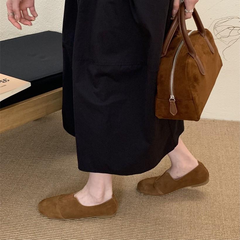 Loafers 2025 autumn new women's shoes thick heel low heel low top shoes spring and autumn small leather shoes medium mouth single shoes