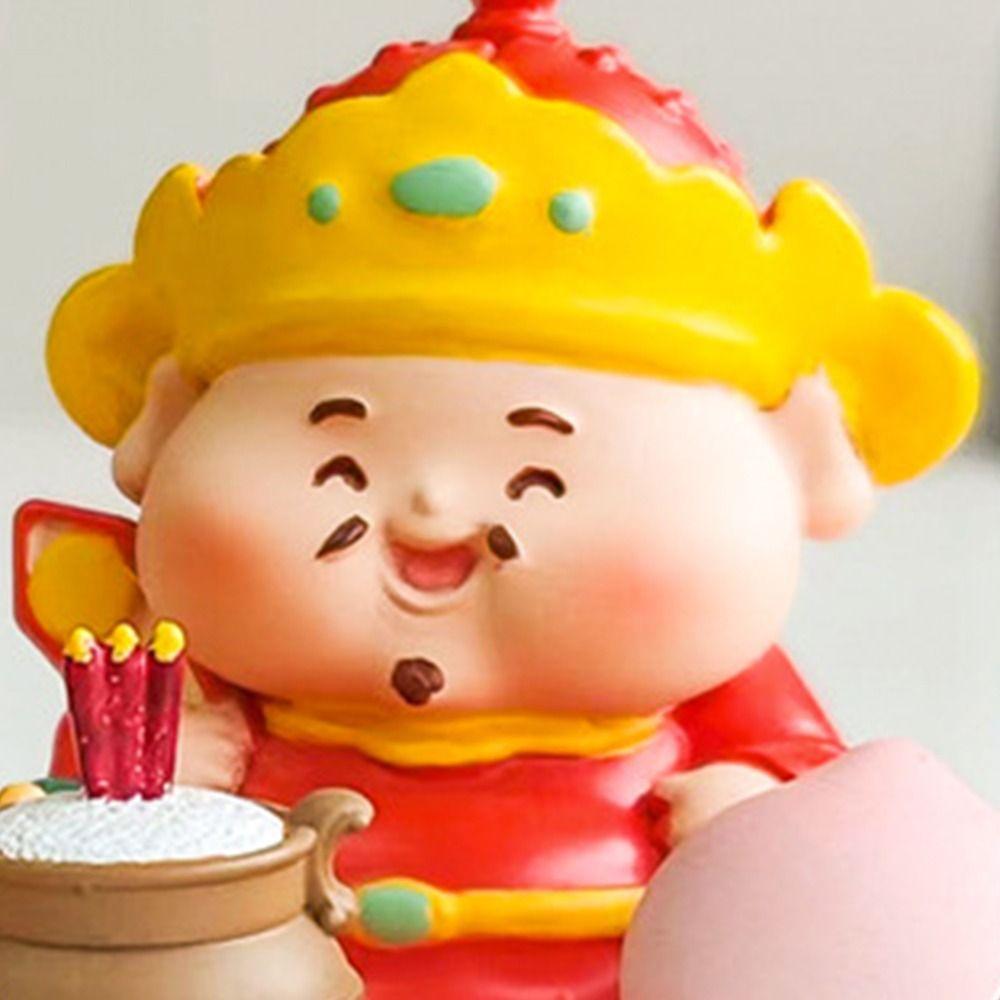 Cartoon Mini Cai Shen Sculpture Crafts Creative Lucky Ornaments Fengshui Sculpture Home Decor