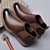 FashionAutumn Winter Designer Chelsea Boots for Men Fashion Solid Color Cow Leather Dress Shoes Men British Platform Ankle Boots Male
