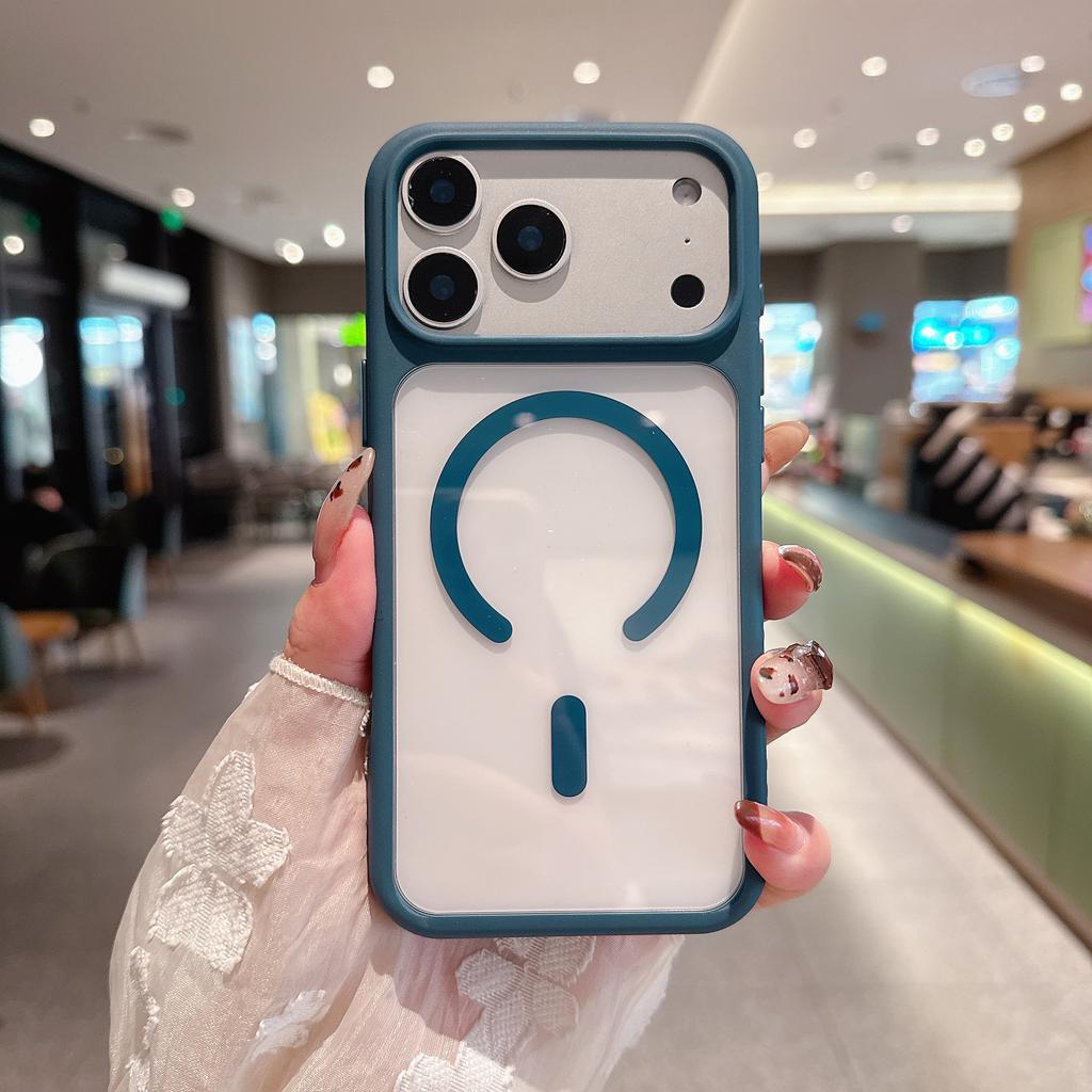 For Apple 17 Pro Max Magnetic Charging Transparent Phone Case N52 Strong Magnetic Ultra-Thin Frosted Edge