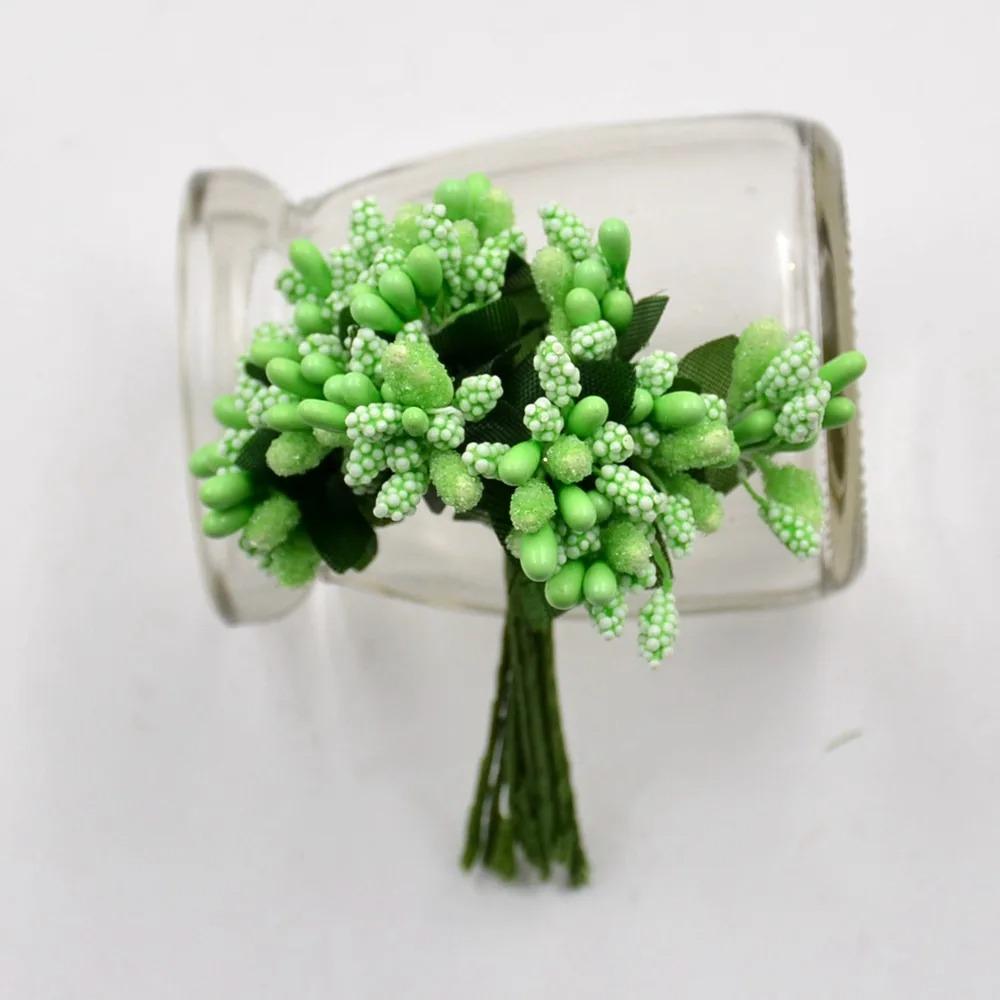 12/36/72/144Pcs Mini Stamen Flower Artificial Flowers Craft Fake Flowers For Wedding Bouquet Party Box Scrapbooking Decor