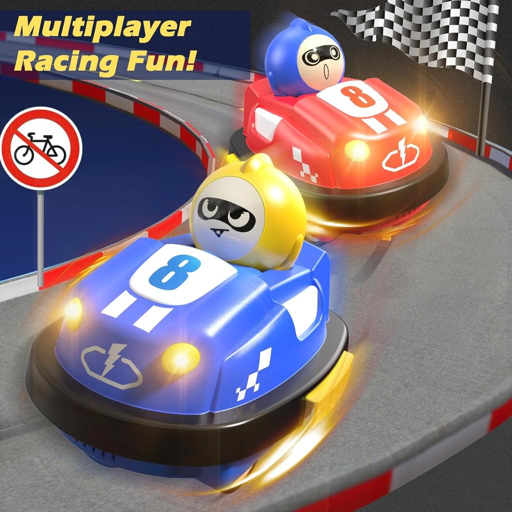 Remote Control Bumper Cars Set of 2, RC Ejecting Bumper Car with Light & Sound, RC Battle Race Vehicles Toddlers Toys, Christmas Birthday Gifts for