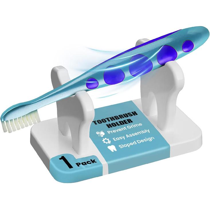 Toothbrush Caddy - Personal Toothbrush Holder for Bathroom Counter - Compact Organizer for Bathroom Countertop, Sturdy & Easy to Clean Holder for 1 Pack