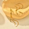 Fashion Luxury Long Tassel Earrings for Women, Stainless Steel Gold Plated Drop Earrings, Simple Party Statement Jewelry