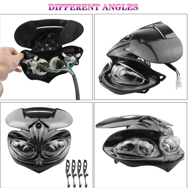 Racing Headlight Motorcyle Dual Head Lamp Led Fairing Light for Dirt Pit Bike ATV Hi Lo Beam Universal Motorbike 4 Eyes Headlamp