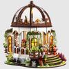 moin moin Dollhouse Miniature DIY Kit Set Scale Glass Dome Greenhouse Florist Garden Greenhouse Flowers Round LED Light 2508dh466 [English