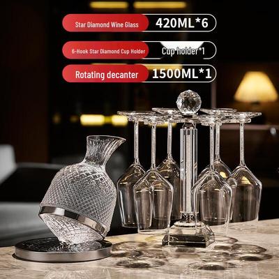 Yipan White Diamond Handmade Red Wine Set with Decanter & Rack