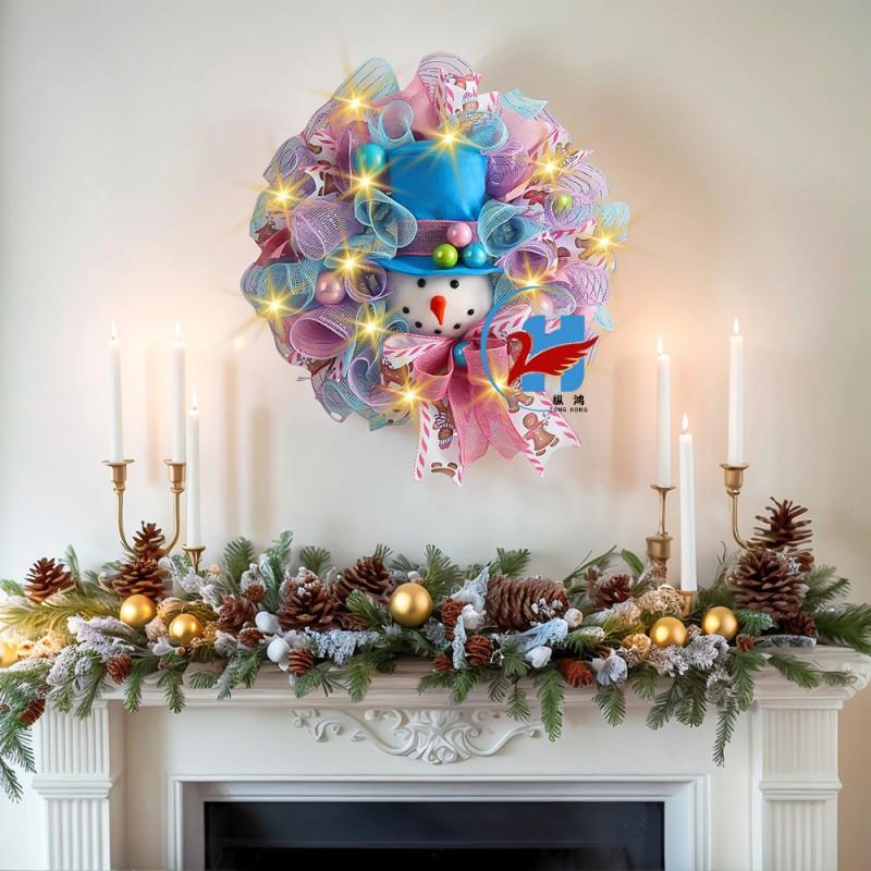 Christmas Decorative Snowman Wreath Hanging Ornament