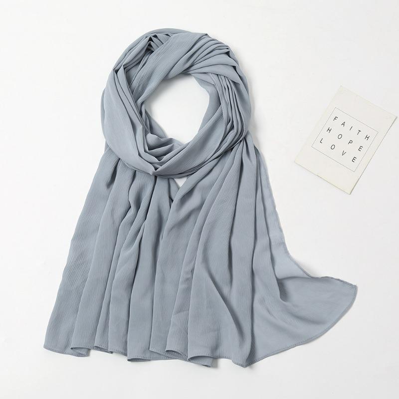 Monochrome natural wrinkled chiffon headscarf breathable pleated bag headscarf YW breathable sunscreen