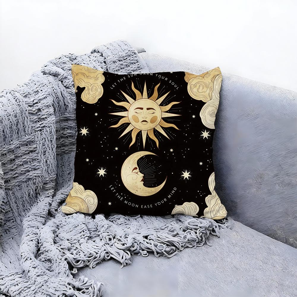 Gorgeous Sun Moon and Stars Cushion Cover Premium Comfort Reversible Pillow Cove Two In One Design for Any Room  Car Interior