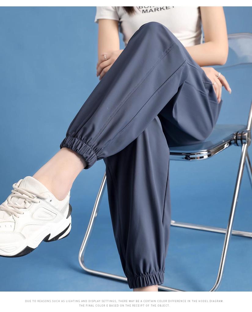 Women's Plus Size Ice Silk High Waist Quick-Dry Sports Pants - Summer Loose Fit, Mosquito-Proof