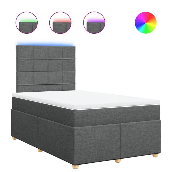 VidaXL Sommier à lattes de lit avec matelas gris foncé 120x190cm tissu 3293520