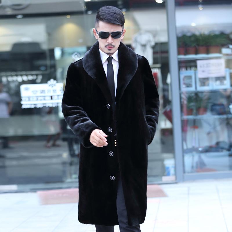 Autumn and winter new men's fur coat imitation mink coat long European and American large size warm casual mink coat