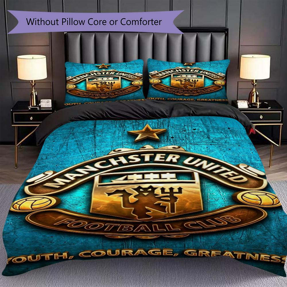 Glory Manchesters Emblematic Pride Three-piece set (1 * duvet cover + 2 * pillowcase, without core) 2D Flat Christmas birthday gift