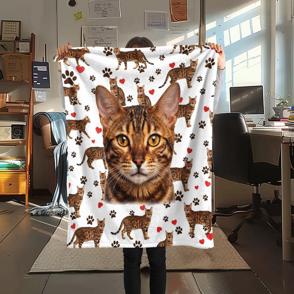 1PC Cute Cats Rabbits Print Flannel Blanket, High Quality All Seasons, Home Decor, Warmth and Comfort, Perfect for Christmas Gifts
