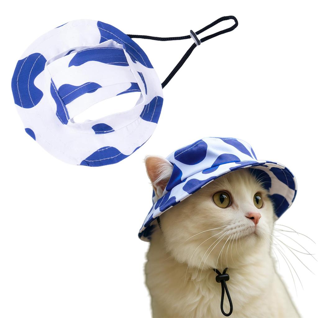 Adjustable Pet Hat with Wide Brim and Ear Hole Design Lightweight Sun Protection Cap for Dogs and Cats Outdoor Use