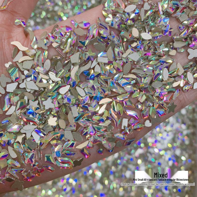 

Фальшивые украшения для ногтей: Переливающиеся АБ Стеклянные Бриллианты, Цветные Акценты с Плоским Дном для Маникюра
