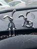 Silver Rabbit Car Dashboard Ornaments | Bunny Figurines for Car & Desk Decor
