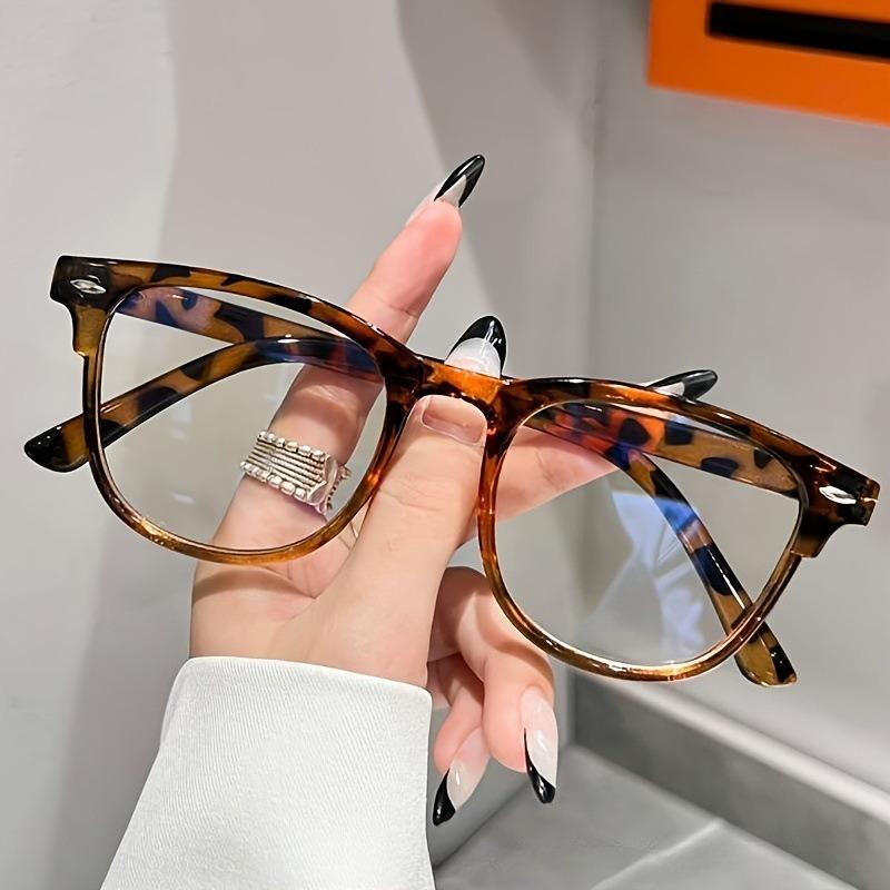 Transparent Computer Glasses Square Frame Women Men Anti Blue Light Glasses Blue Light Blocking Glasses Optical Glasses Lenses Anti Blue Light леопардовый