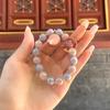 Auspicious Luck-Turning Macaron Gray and Pink Ceramic Bead Bracelet with Incense Ash Glaze and Gold Foil Accents