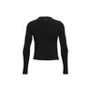 Under Armour Solid Color Casual Logo Print Crew Neck Long Sleeve T-Shirt Women Tops Black 1373930-001