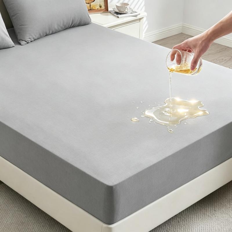 High Quality Fitted Sheet 100% Waterproof Microfiber Soft Touch Deep Pocket 25cm Wrinkle Free Anti-Slip Solid Color Twin/Full/Queen/King