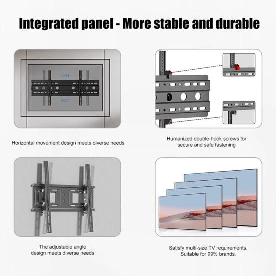 TV sieninis laikiklis 40-100 colių televizoriui, itin tvirtas, pagamintas iš šaltai valcuoto plieno, universalus, reguliuojamas, skirtas plokščiaekraniams televizoriams, monitoriaus sieninis laikiklis