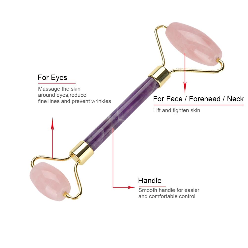 Natural Jade Roller for Face Eye Massage Anti Aging Wrinkle Massager Rose Crystal Amethyst