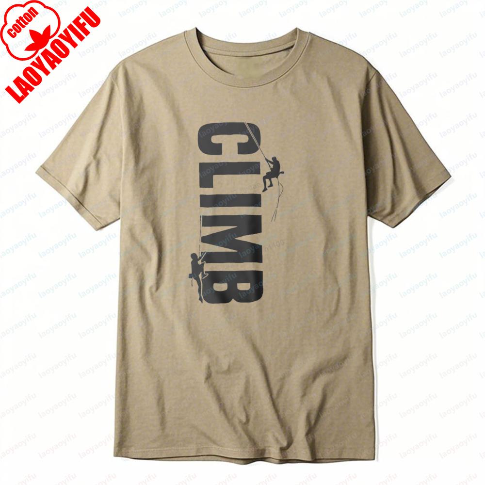 

Climb Word Art Graphic Print TShirt Outdoor Climbing Tee Summer Casual Breathable Trendy Adventure Sports Tops Cool Men Clothes S