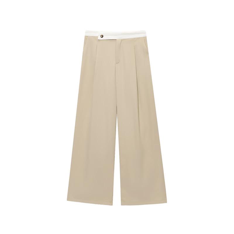 Women s Autumn/Winter 2025 Patchwork Wide-Leg Pants - European/American Style S