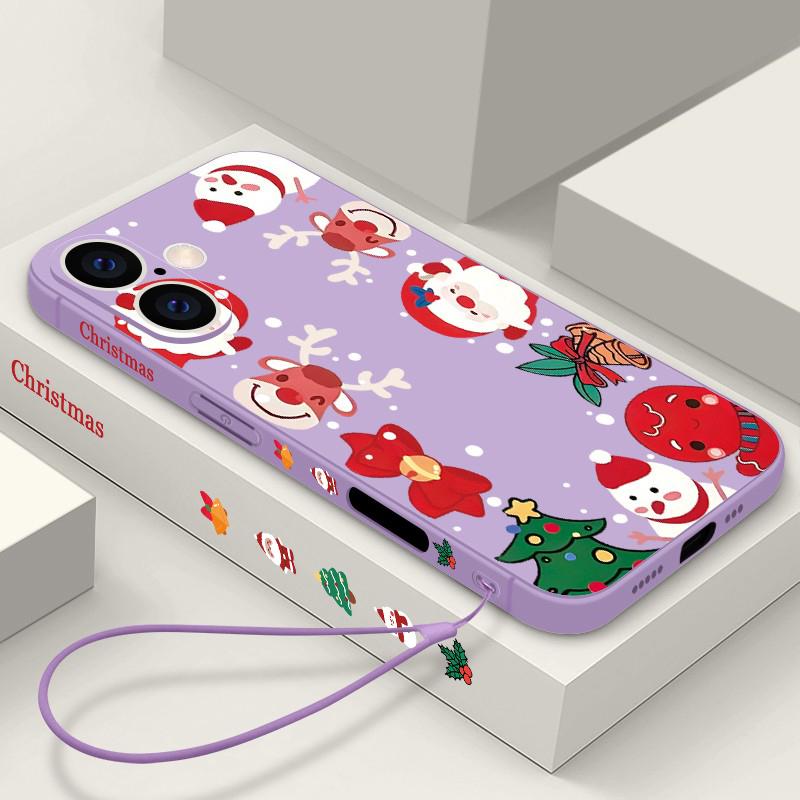 

Матовый чехол-шнурок с рисунком Санта-Клауса для iPhone 16 Pro 15 14 Plus 13 12 Mini 11 Pro Max Xr Xs 7 8 Se мягкий тонкий чехол из ТПУ iPhone 16 чёрный