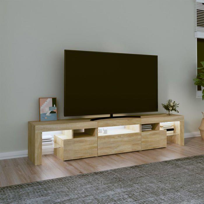 VidaXL Meuble TV avec Lumières LED Centre de Divertissement Rangement Meuble Média Meuble de Salon Salle de Séjour Maison 3152812