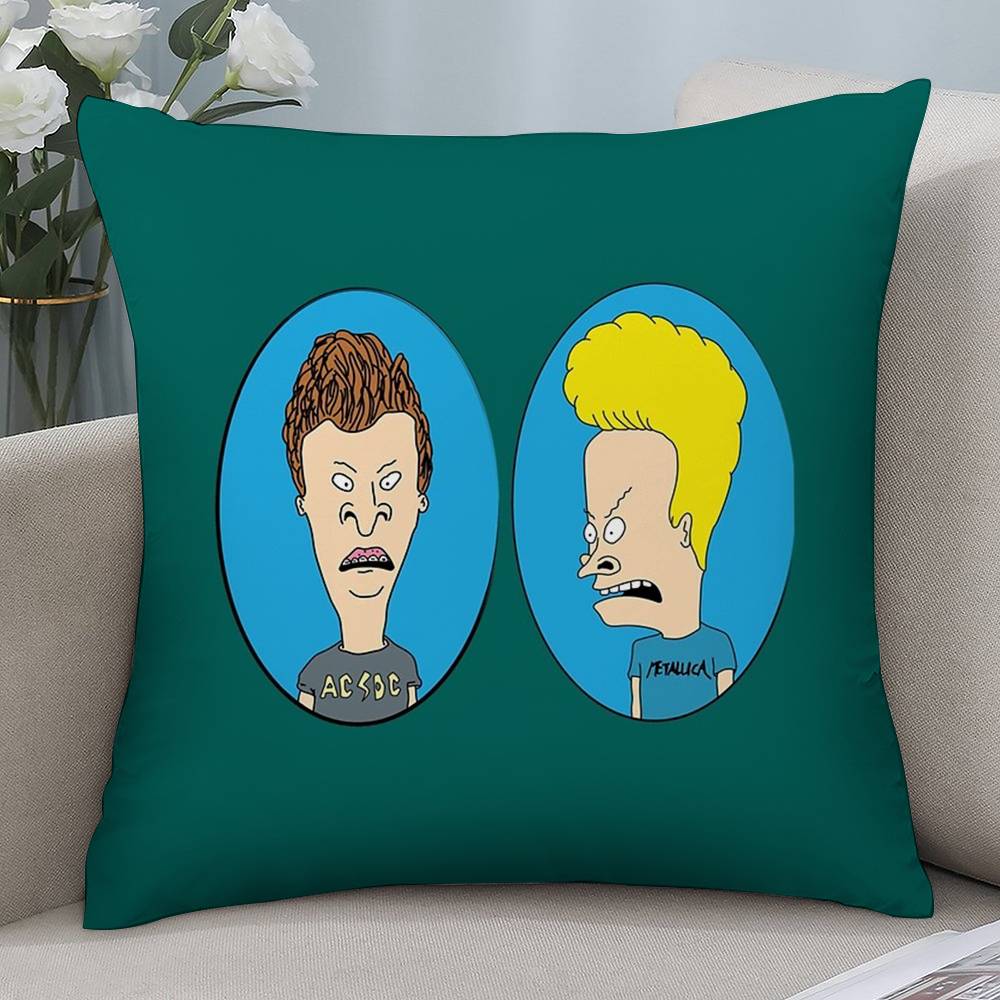 Funny B-Beavis and BUTT-HEAD Pillow Case Short Plush Double-sided Print Square Throw Pillow Covers Sofa Home Cushion Decor