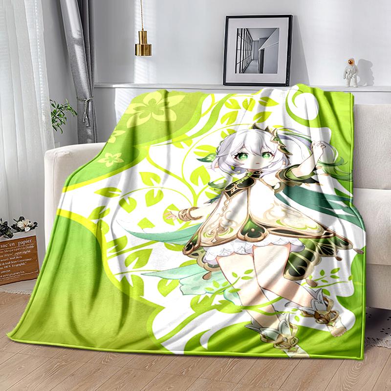 1pc Blanket Genshin Impact characters5 Print Design, Lightweight Blanket for Sofa, Bed- Soft &Warm, Gift for All Seasons like Christmas, Halloween