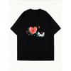 White T Shirt With Heart And Envelope Print For Casual Wear