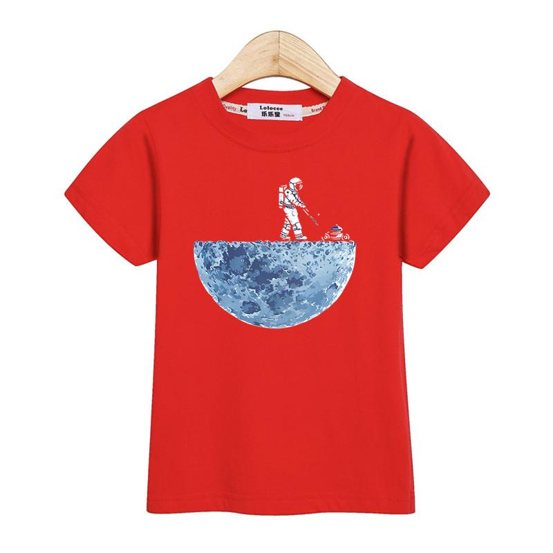 Astronaut New Cartoon T-shirt Boys Summer Shirt Children Short Sleeved Tops Spaceman Clothes