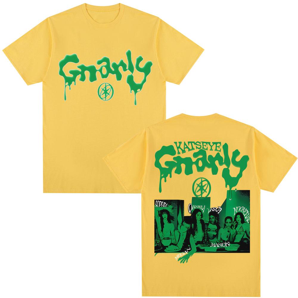 Kpop 2025 Katseye Grunge Tour Grafik T-Shirt Mode Vintage Hip Hop Herren Damen T-Shirts Übergroß Baumwolle Lässige T-Shirts Streetwear