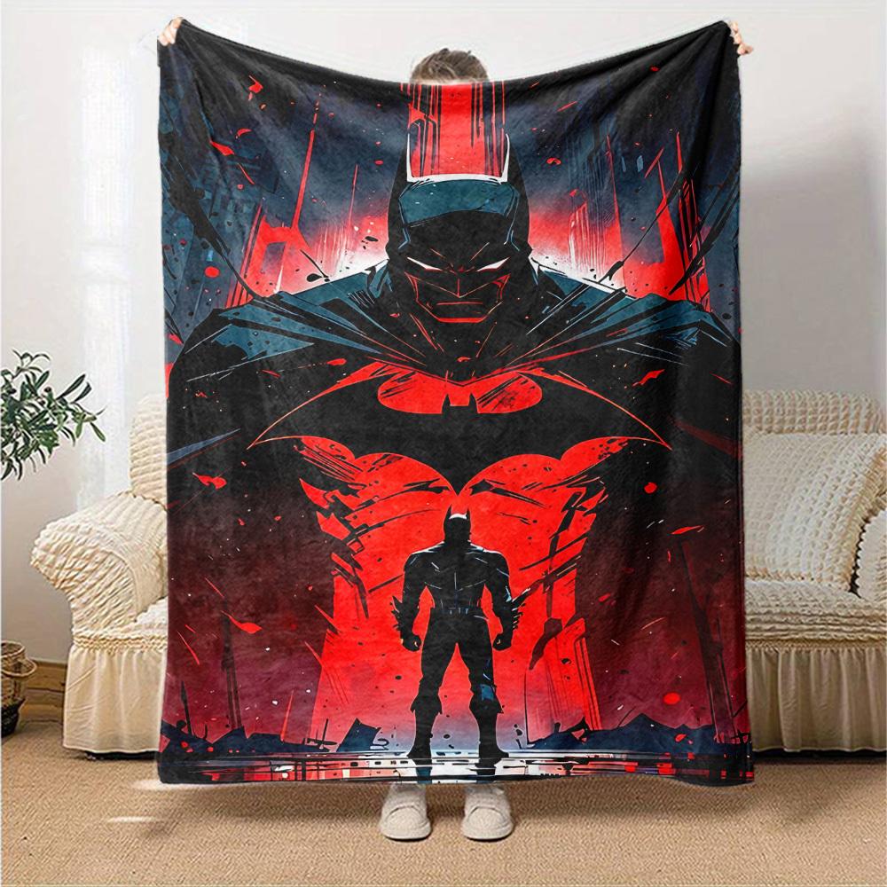 1pc Batman Red Flannel Blanket Soft Warm Throw for Home, Office, Travel, All Season Cozy Bedding Gift, Office
