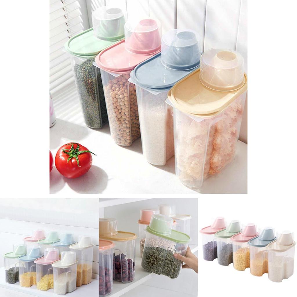 Recipiente Duráveis e Transparentes 4x Dispensador de Cereais para Armazenamento de Alimentos Secos 2.5l