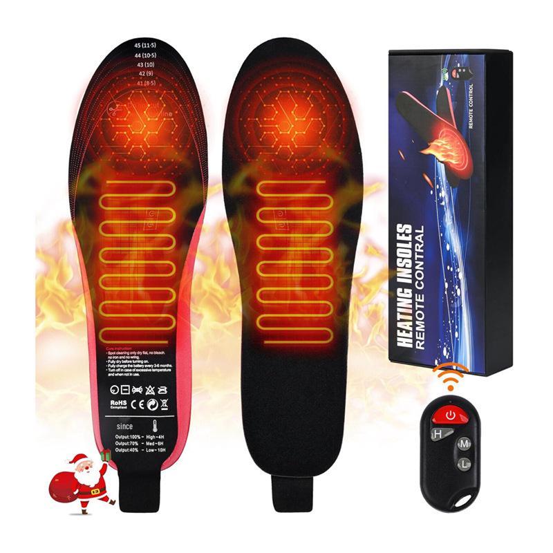 USB Rechargeable Heated Insoles for Winter Skiing - Three-Level Heating Foot Warmers