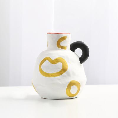 1PC Home Decor Flower Vase Tabletop Crafts Ceramic Vase Milk Kettle Shaped