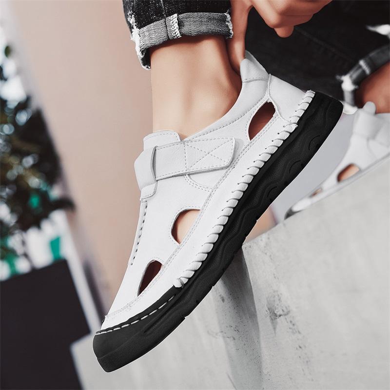 New Summer Breathable Men Sandals Roman Sandals Handmade Leather Men Casual Shoes Platform Outdoor Mens Beach Sandals