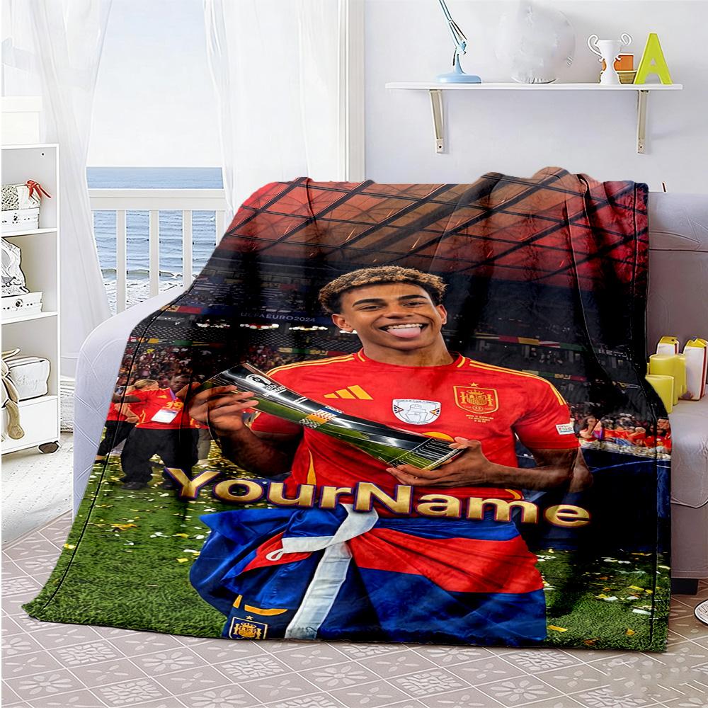 Lamine Yamal 41 Personalisierte Textdecke Mehrzweck-Personalisierte Decke Bequem Geeignet für Sofa Couch Bett Stuhl Ganzjahresnutzung